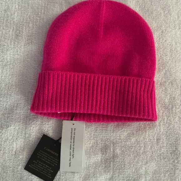 Charter Club 100% Cashmere Pink Flame Cuffed Hat Brand New with Tags OS